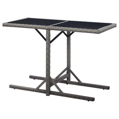 vidaXL Patio Table Anthracite 43.3"x20.9"x28.3" Glass and Poly Rattan