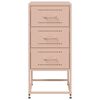 vidaXL Bedside Cabinet Set of 2 Pink Steel Medium Storage