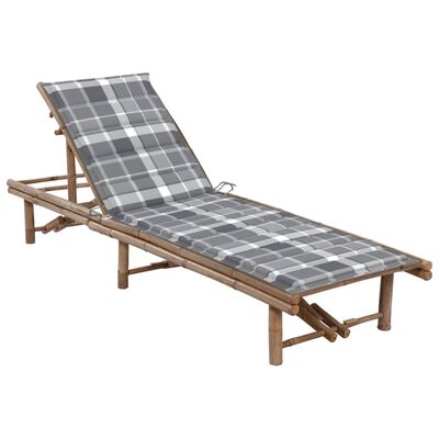 vidaXL Patio Sun Lounger with Cushion Bamboo