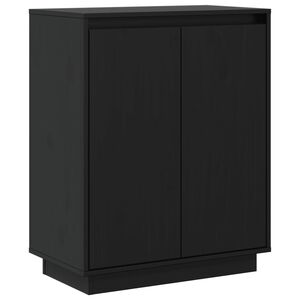 vidaXL Sideboard Black Solid Pine Wood Medium Sideboard Rectangular