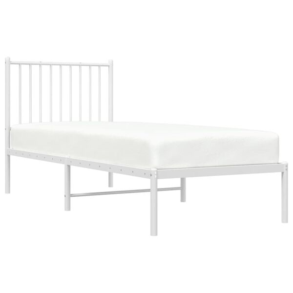 vidaXL Bed Frame White Steel Small Single Bed Frame Rectangular