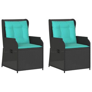 vidaXL Reclining Patio Chair Set of 2 Black PE rattan Standard