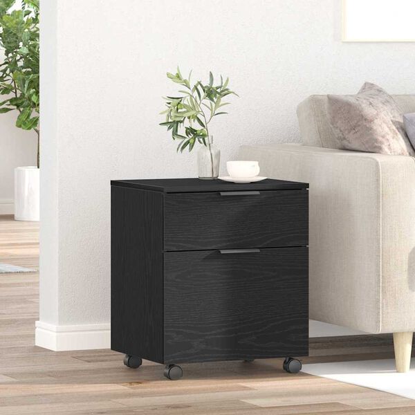 vidaXL File Cabinet Black Oak 17.72 x 14.96 x 21.26 in Engineered Wood