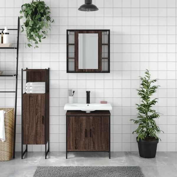 vidaXL Bathroom Cabinet Set Brown oak