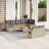 vidaXL Garden Sofa Set Beige PE Rattan 10 Piece Set Modular