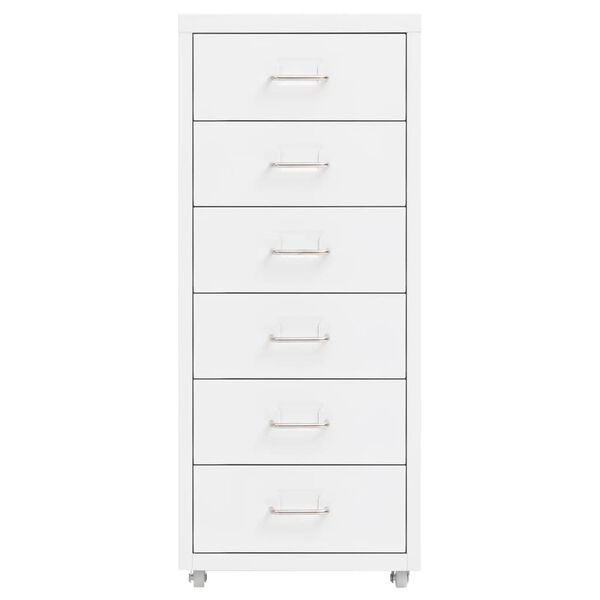 vidaXL Mobile File Cabinet White Metal Compact Mobile File Cabinet