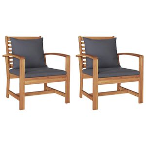 vidaXL Chair with Cushion 2 pcs Brown and Dark Grey 110 x 65 x 76.5 cm