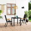 vidaXL Dining Set Black and Brown PE rattan, WPC, aluminum Medium