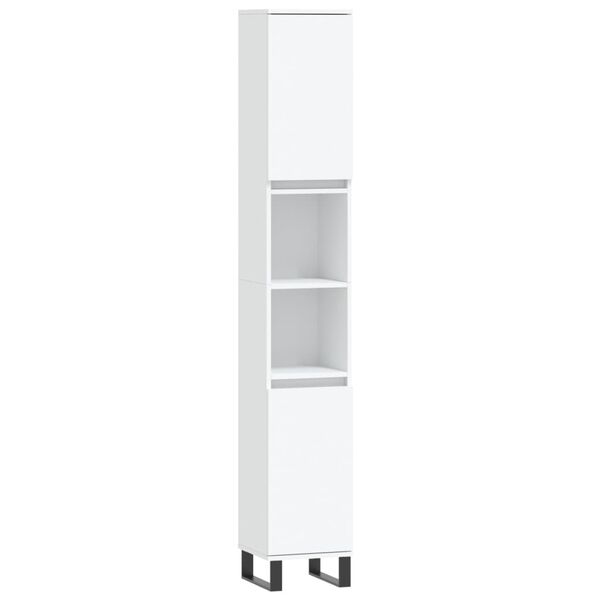 vidaXL Bathroom Cabinet White Engineered wood, iron Tall Modern