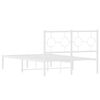 vidaXL Bed Frame White Powder-Coated Steel Double Bed Frame
