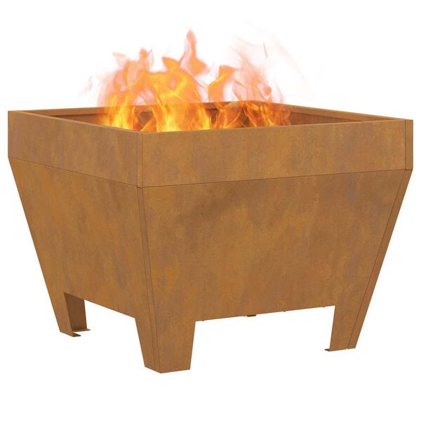 vidaXL Fire Pit Brown 19.69 x 19.69 x 14.96 in Steel