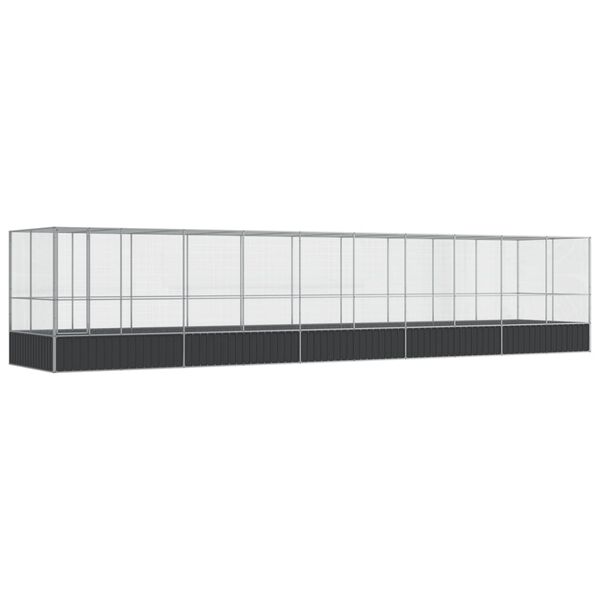 vidaXL Aviary Silver and Anthracite Galvanized Steel Large Aviary