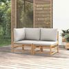 vidaXL Garden Lounge Set Bamboo with Light Grey Cushions