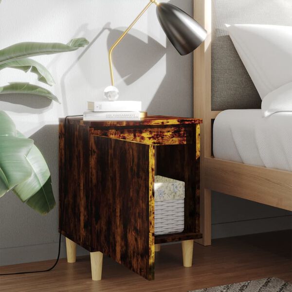 vidaXL Bed Cabinet Set of 2 Smoked oak