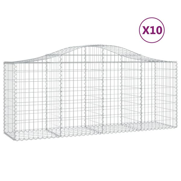 vidaXL Gabion Basket Set of 10 Silver Galvanized iron Large