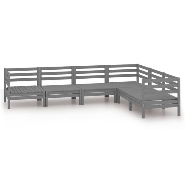 vidaXL Garden Lounge Set Grey Solid Pine Wood Medium Modular