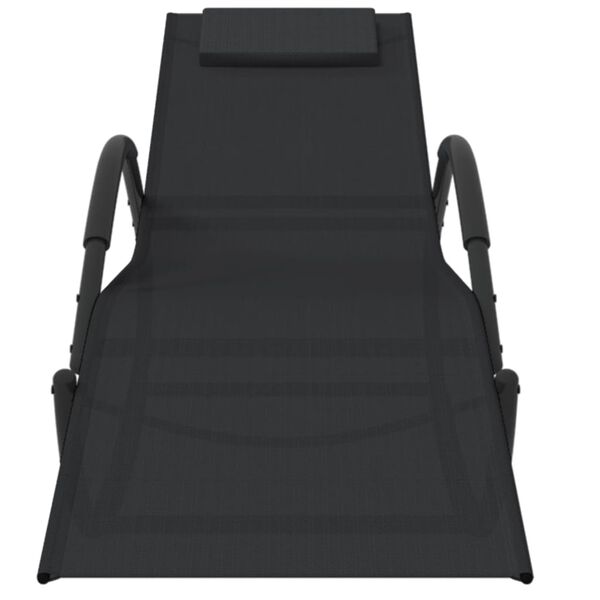 vidaXL Sun Lounger Black Powder-coated steel, textilene Medium