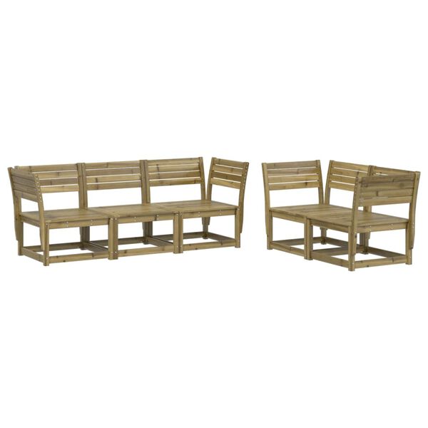 vidaXL Garden Sofa Set Natural Wood Treated Pine Wood Large Modular