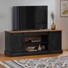 vidaXL TV Cabinet Black Solid Pine Wood and Metal Large
