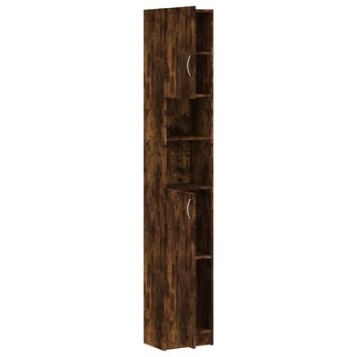 vidaXL Bathroom Cabinet Smoked Oak 12.6"x10"x74.8" Engineered Wood