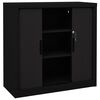 vidaXL Sliding Door Cabinet Black Steel Compact Adjustable Shelves