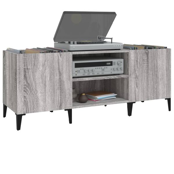 vidaXL Record Cabinet Grey Sonoma Engineered Wood Medium Record Cabinet