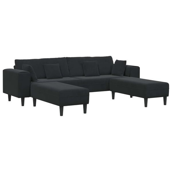 vidaXL Sofa with Cushion 3 pcs Black Velvet