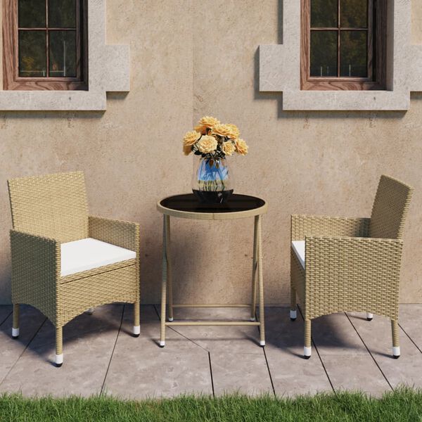 vidaXL Bistro Set Beige Poly rattan Medium UV-resistant materials