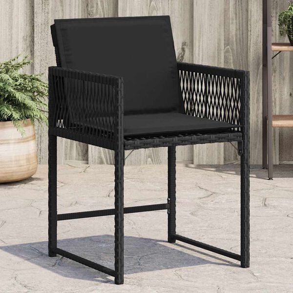 vidaXL Garden Chair Set of 4 Black PE rattan Standard Foldable