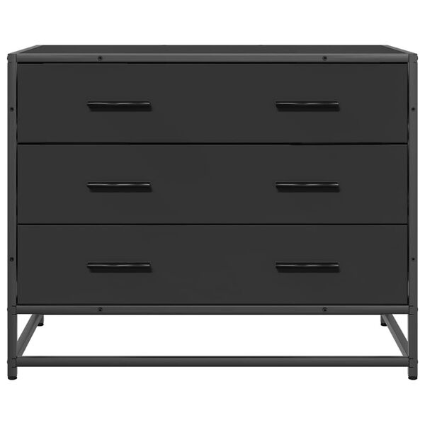 vidaXL Drawer Cabinet Black Engineered wood, metal Medium Storage