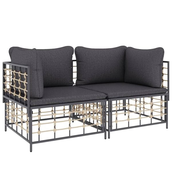 vidaXL Corner Sofa Anthracite Poly rattan Medium Modular Corner Sofa