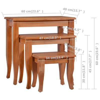 vidaXL Side Tables 3 pcs Solid Mahogany Wood