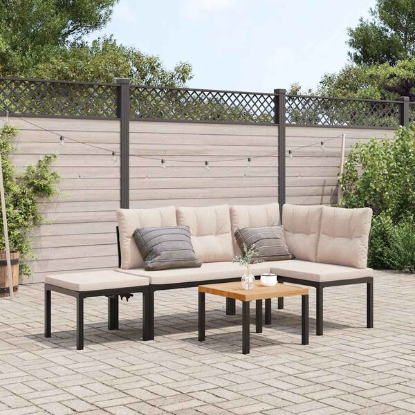 vidaXL Bench Set Black Powder-coated steel Medium Removable Covers
