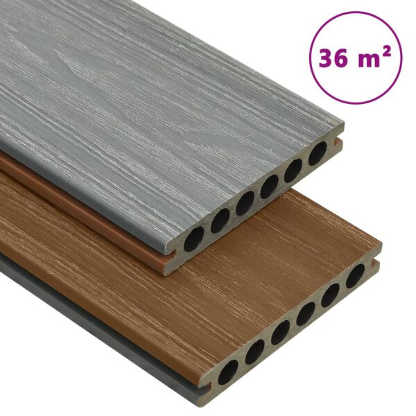 vidaXL WPC Decking Boards with Accessories Brown and Grey 118.1 '&sup2; 7.2 ' (18x149000)