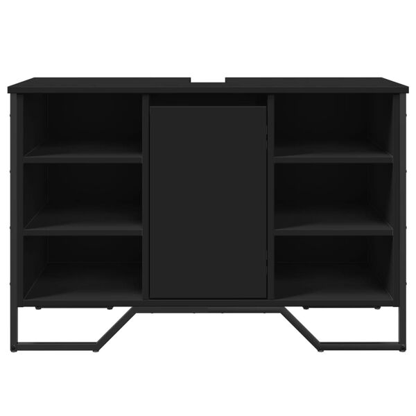 vidaXL Bathroom Sink Cabinet Black 35.8x13.8x23.6" Engineered Wood