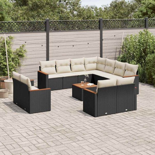 vidaXL Garden Sofa Set Black PE rattan Large Modular Garden Sofa Set