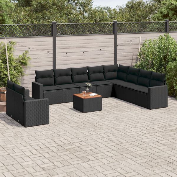 vidaXL Garden Sofa Set Black PE Rattan Large Modular Garden Sofa Set