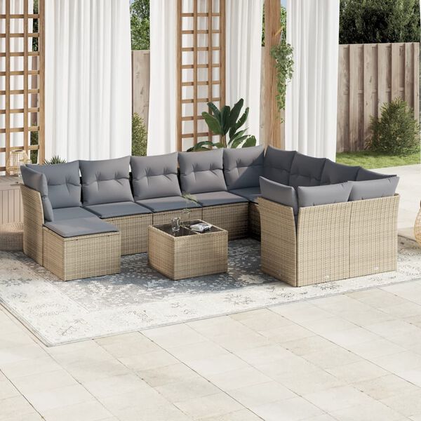 vidaXL Garden Sofa Set Beige and Light Grey