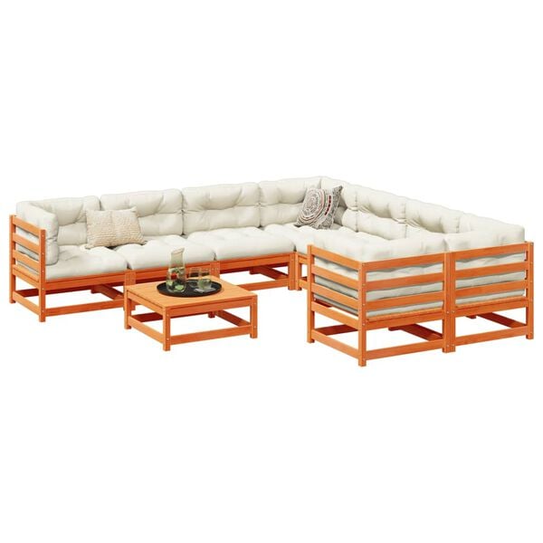 vidaXL Garden Sofa Set Wax brown, cream white