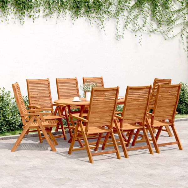 vidaXL Garden ChairSet of 8 Wood Color Solid Acacia Wood Standard
