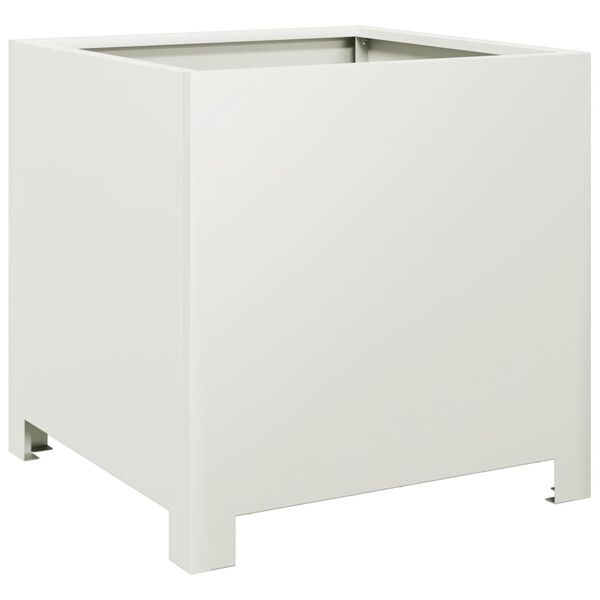 vidaXL Garden Planter White Steel 15.7x15.7x15.7 in Durable