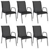 vidaXL Garden Chair Set of 6 Black and anthracite Steel, Textilene Large
