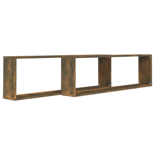 vidaXL Wall Cube Shelves 2 pcs Smoked Oak 39.4x5.9x11.8" Engineered Wood