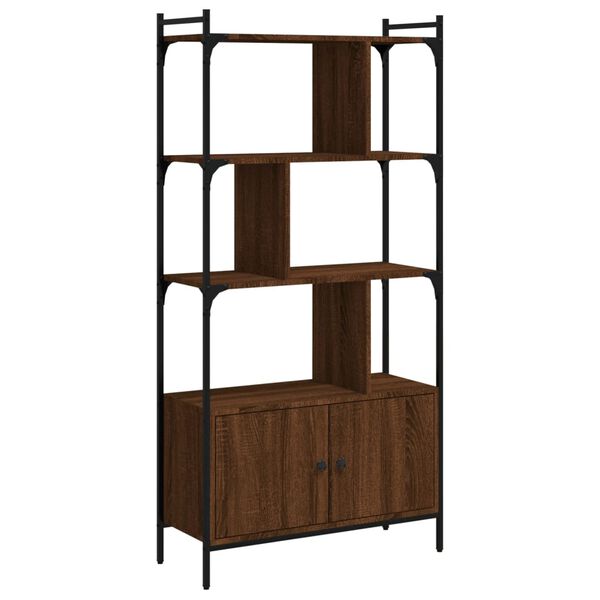 vidaXL Bookcase Brown Oak Engineered wood and steel Tall Bookcase