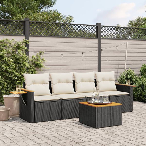 vidaXL Garden Sofa Set Black, Cream White