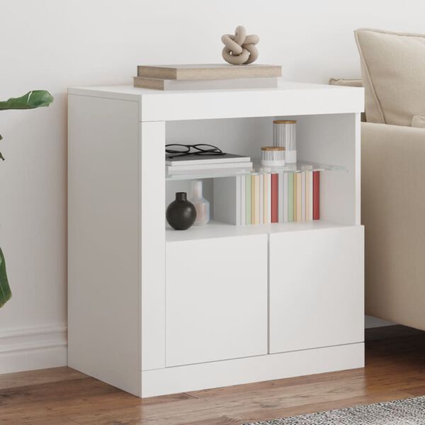 vidaXL Sideboard White Engineered Wood, Glass Medium Sideboard