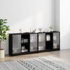 vidaXL Bookcase Black Engineered wood, glass Large Bookcase
