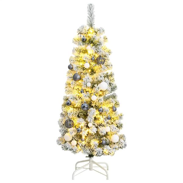 vidaXL Artificial Hinged Christmas Tree 150 LEDs & Ball Set 59.1"