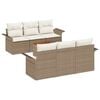 vidaXL Garden Sofa Set with Cushion 7 pcs Beige Poly Rattan