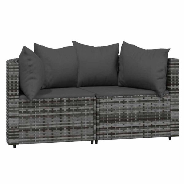 vidaXL Patio Lounge Set Gray PE rattan Standard Adjustable Feet
